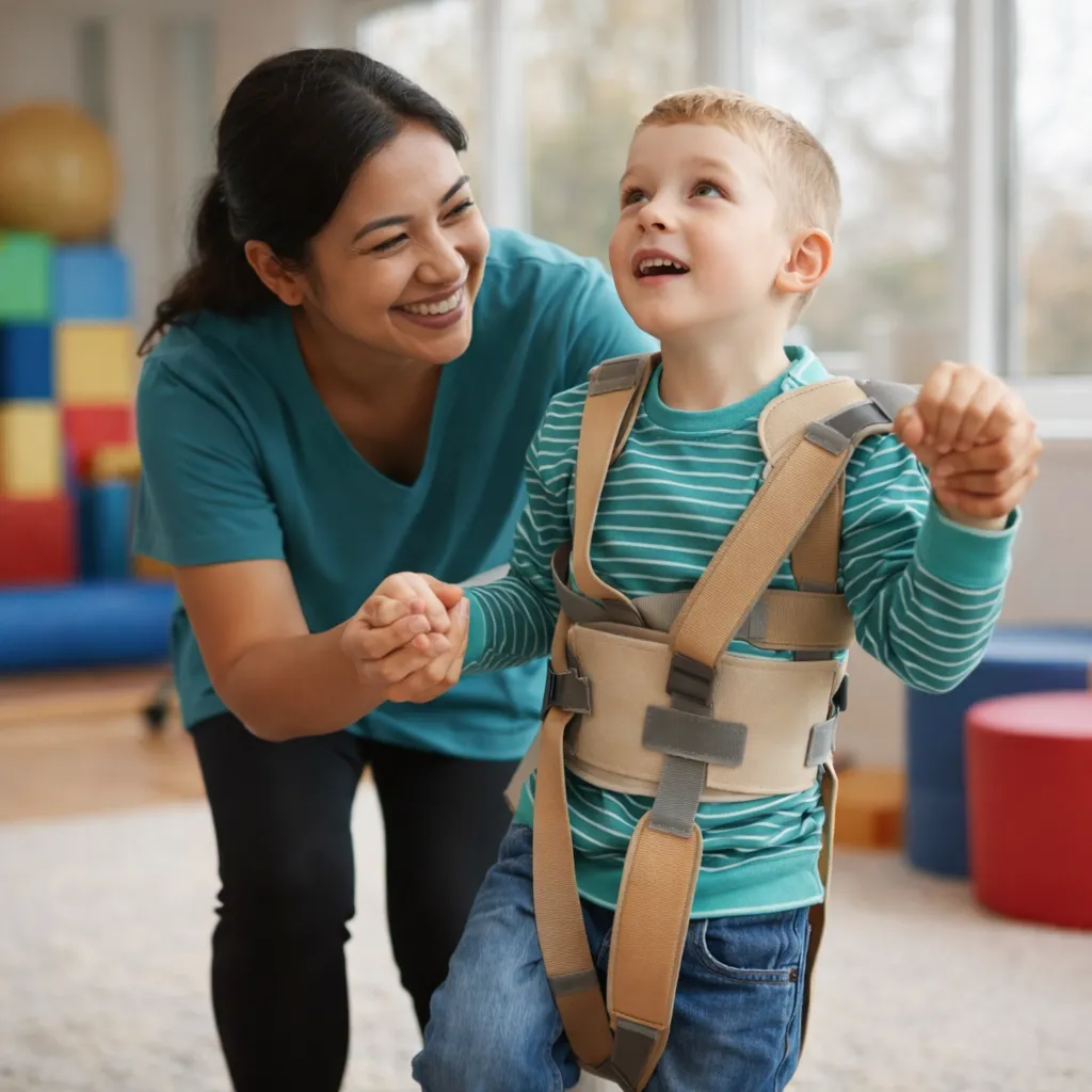 Child taking part in an activity with a support worker