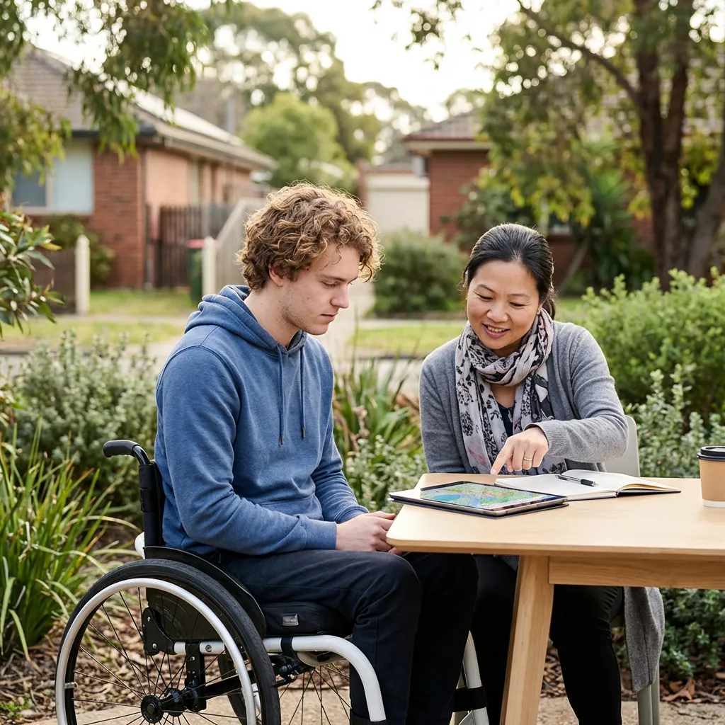 Participant and support worker planning a life transition